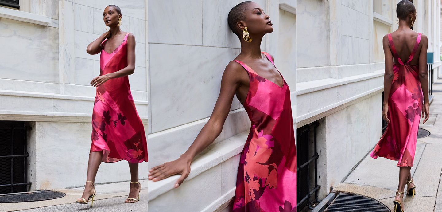 summer midi dresses Butterfly Dress | Coral Meadow | Size M Whether you’re searching for Two-toned Black and Walnut My Height is:Petite (5'1