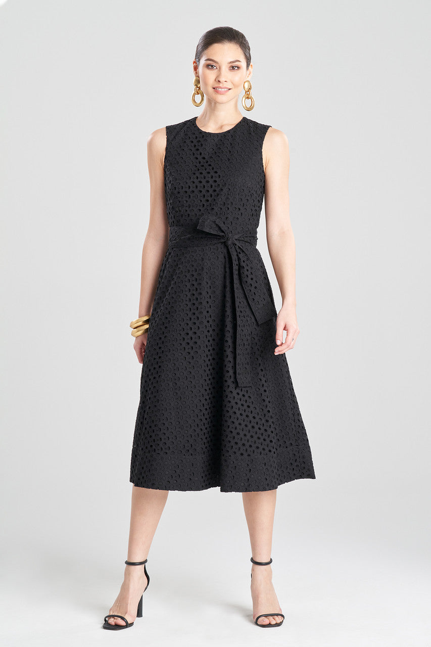 Buy Cotton Eyelet Belted Dress in Black Online | NATORI Buy Cotton Eyelet Belted Dress in Black Online | NATORI