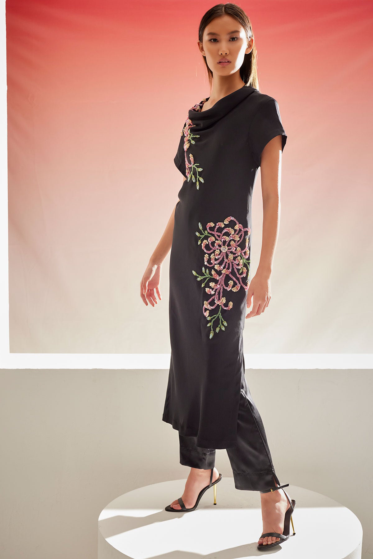 Couture Silk Crepe Embellished Column Dress Couture Silk Crepe Embellished Column Dress