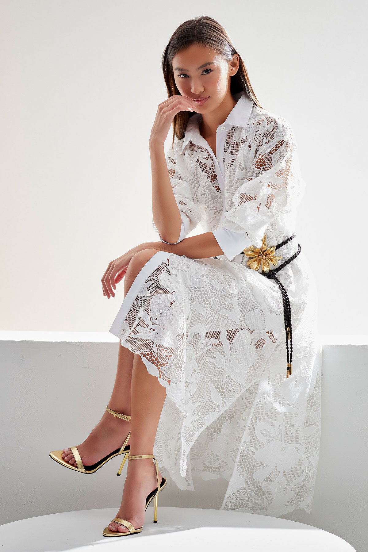 oversized lace dress Lace and Tulle Dress with Spaghetti Straps and Oversized Bow Cape