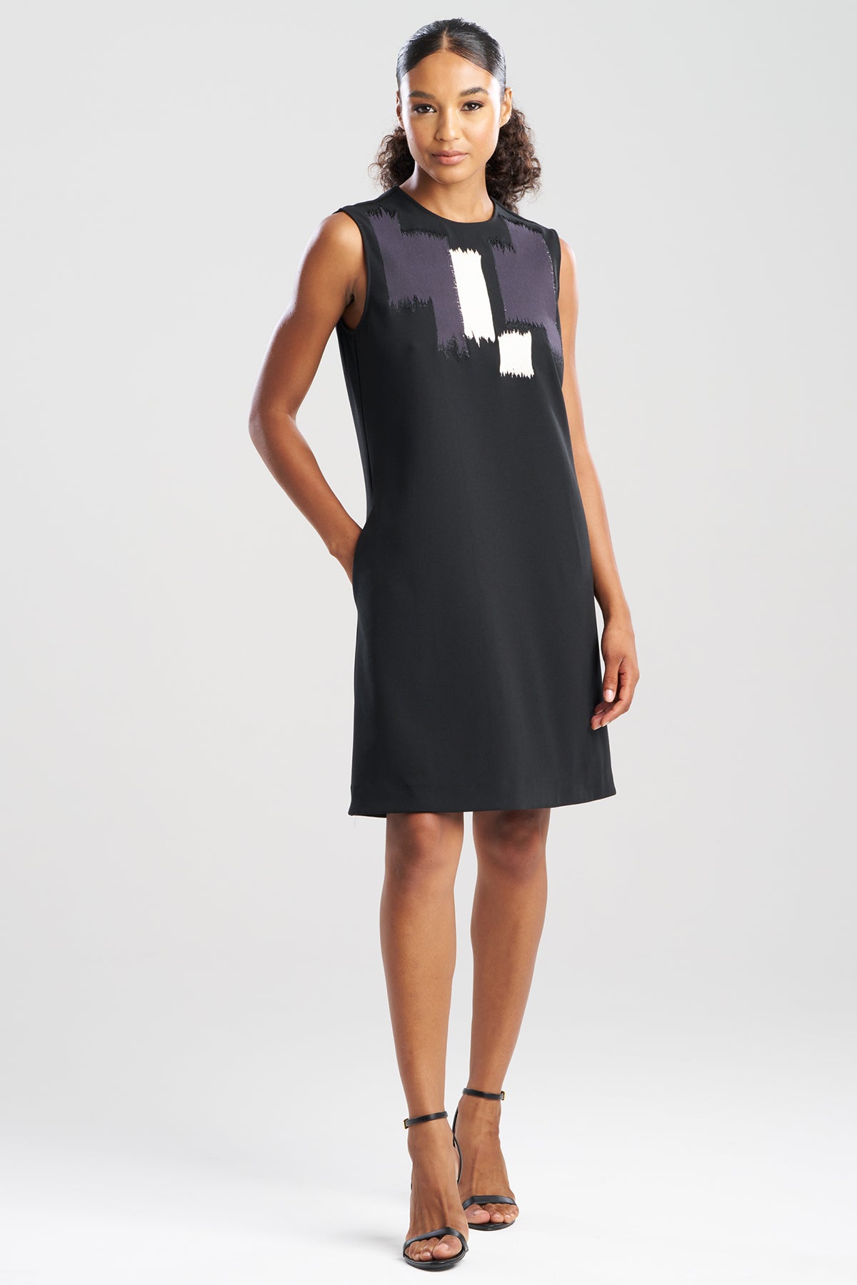 Solid Knit Crepe Embellished Shift Dress Solid Knit Crepe Embellished Shift Dress