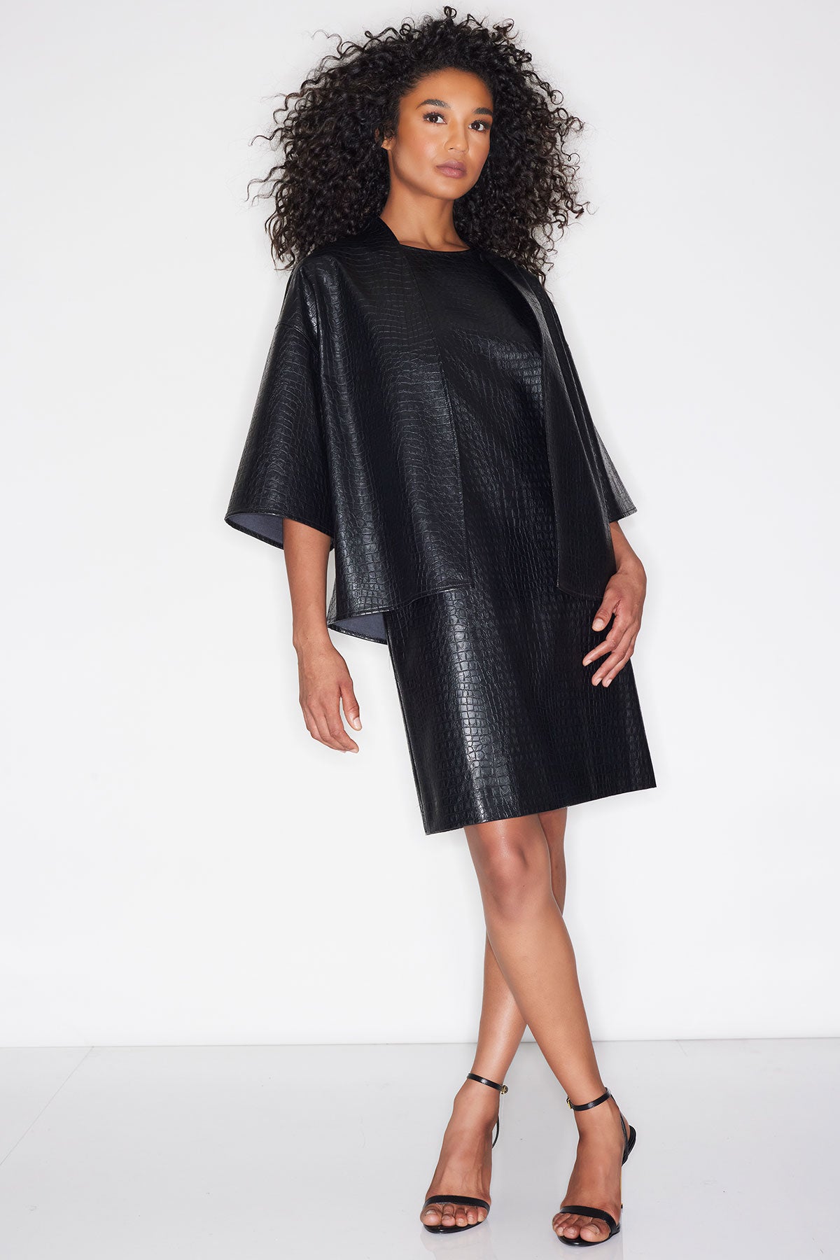 leather kimono dress Faux Croc Leather Kimono Jacket