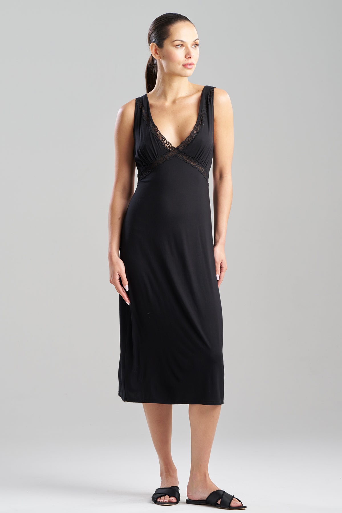 express sleeveless lace yoke sheath dress Buy Feathers Essentials Lenzing™ Ecovero™ Viscose Lace Applique Slip Dress  in Black Online