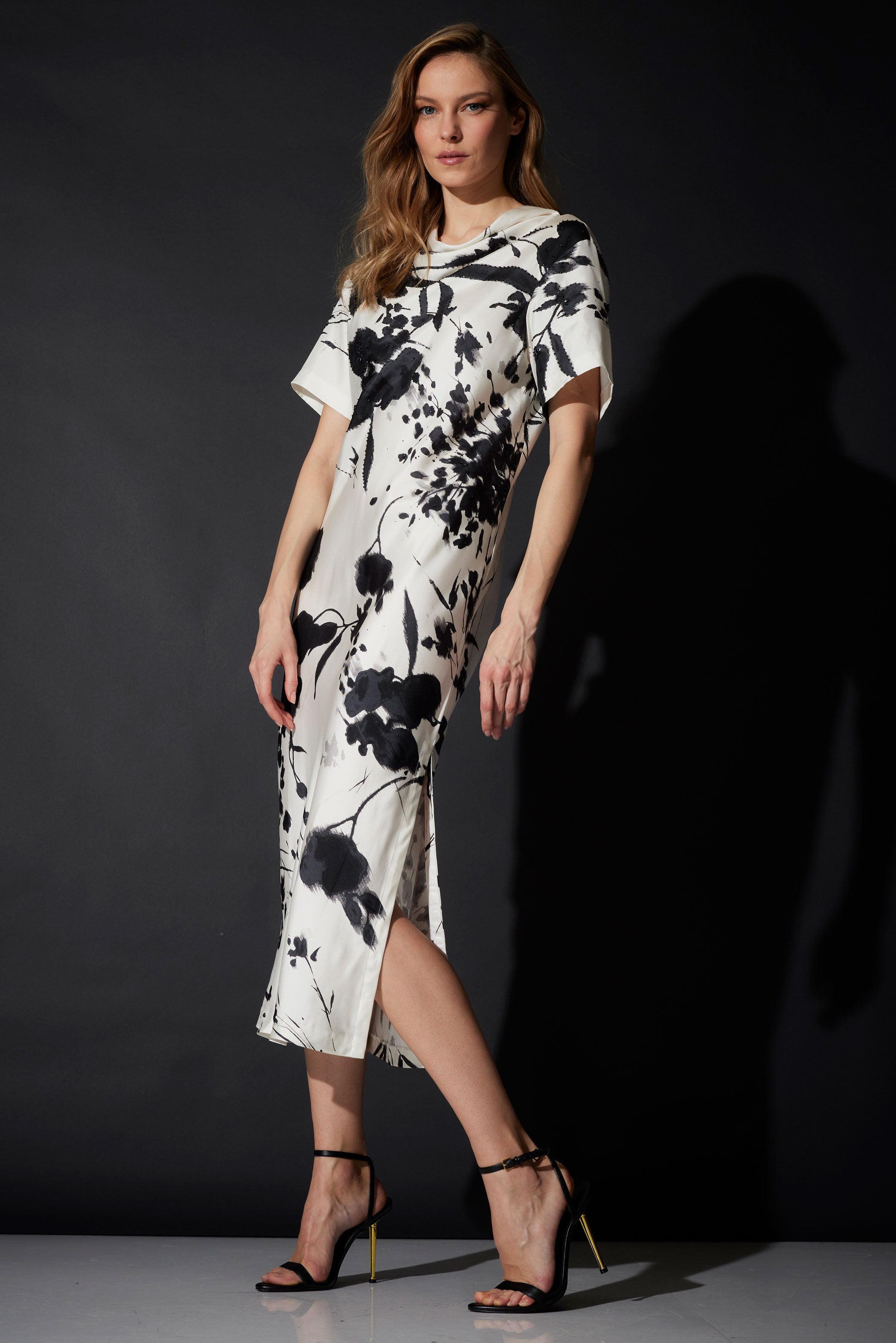 Nara Silk Twill Beaded Column Dress Nara Silk Twill Beaded Column Dress