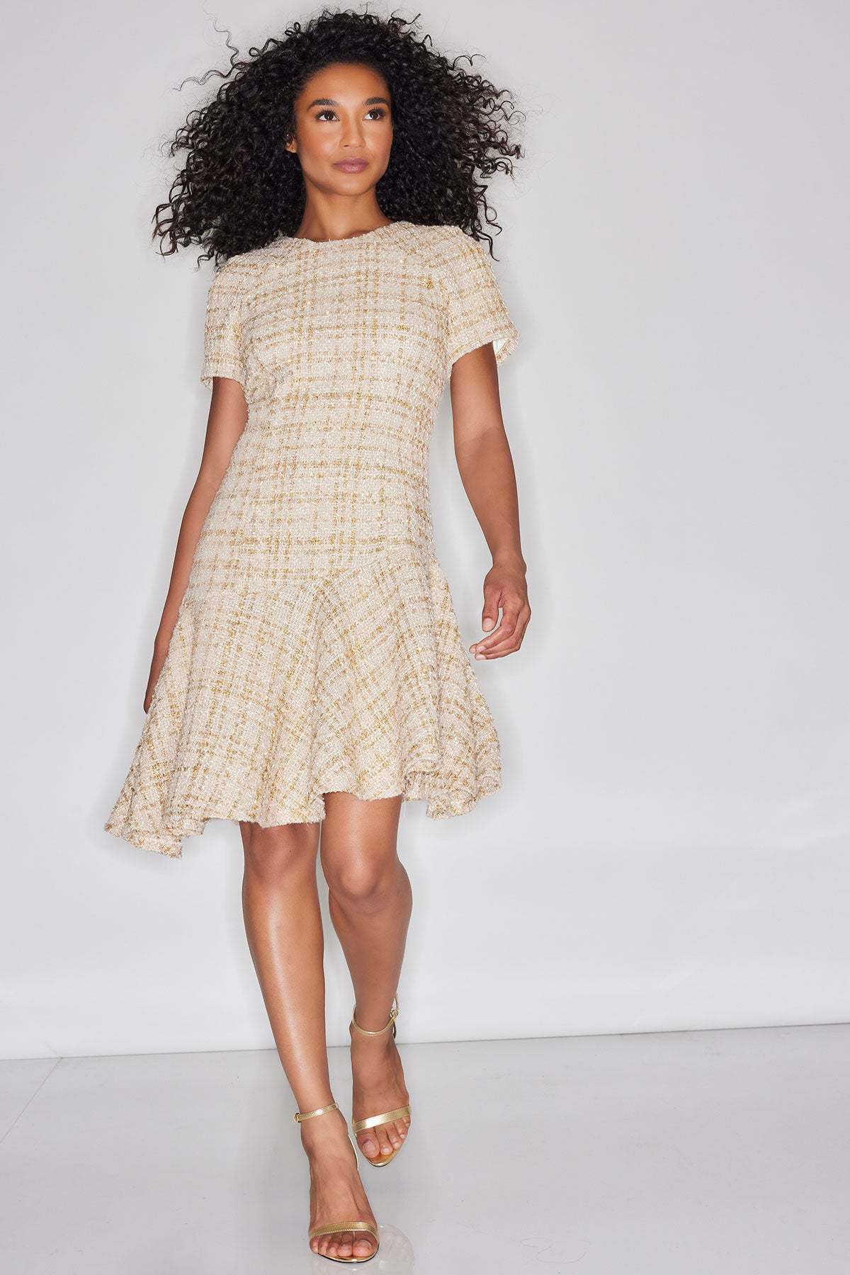 tweed short sleeve dress Pearl Trim Dress-Pink Riley Reigh / Mod Market Expertly crafted by Ava Presley Inspire Chic Women's Tweed Dress