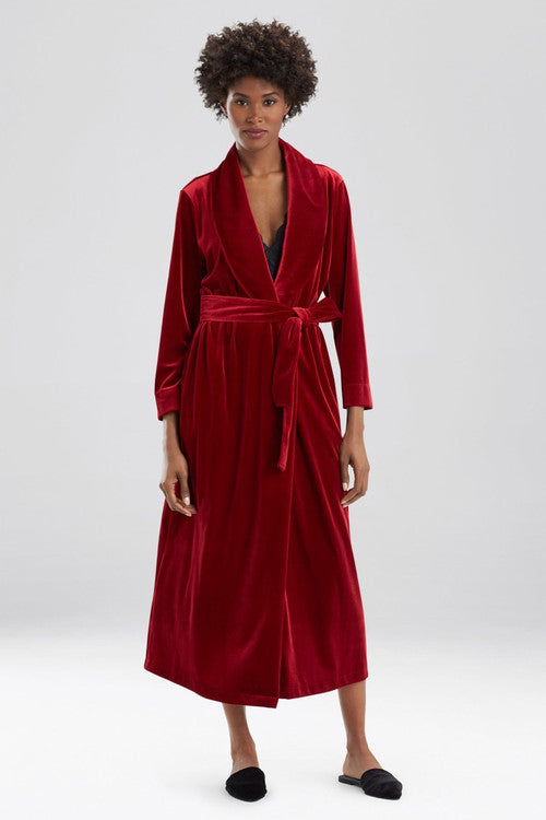 Buy Natalie Velvet Robe in Red Online | NATORI