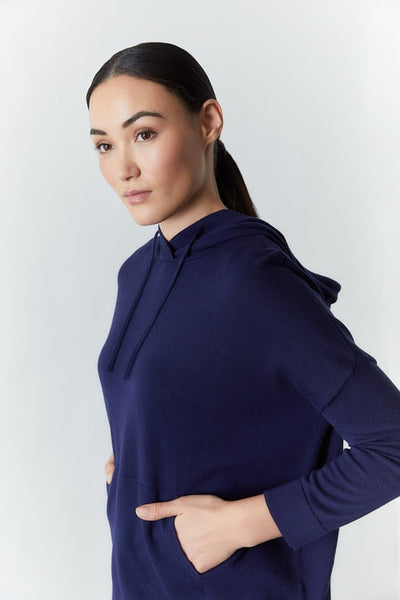 Buy Kyoto Textured Knit Hoodie in Midnight Navy Online | NATORI