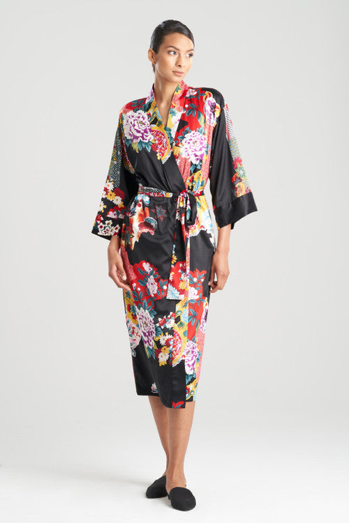 Reversible Robe Buy Royal Garden Reversible Robe in Black Multi Online | NATORI
