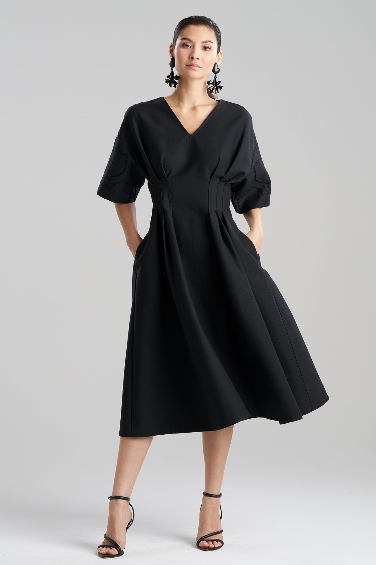 Natori - Canvas Cotton Embroidered Dress - Women's - Black
