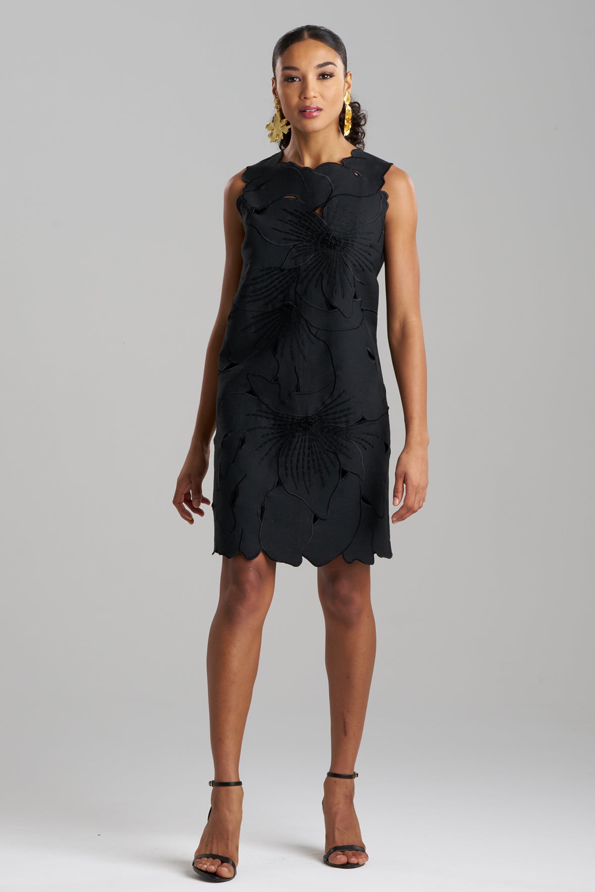Natori Couture Canvas Embellished Shift Dress - Black Natori Couture Canvas Embellished Shift Dress - Black