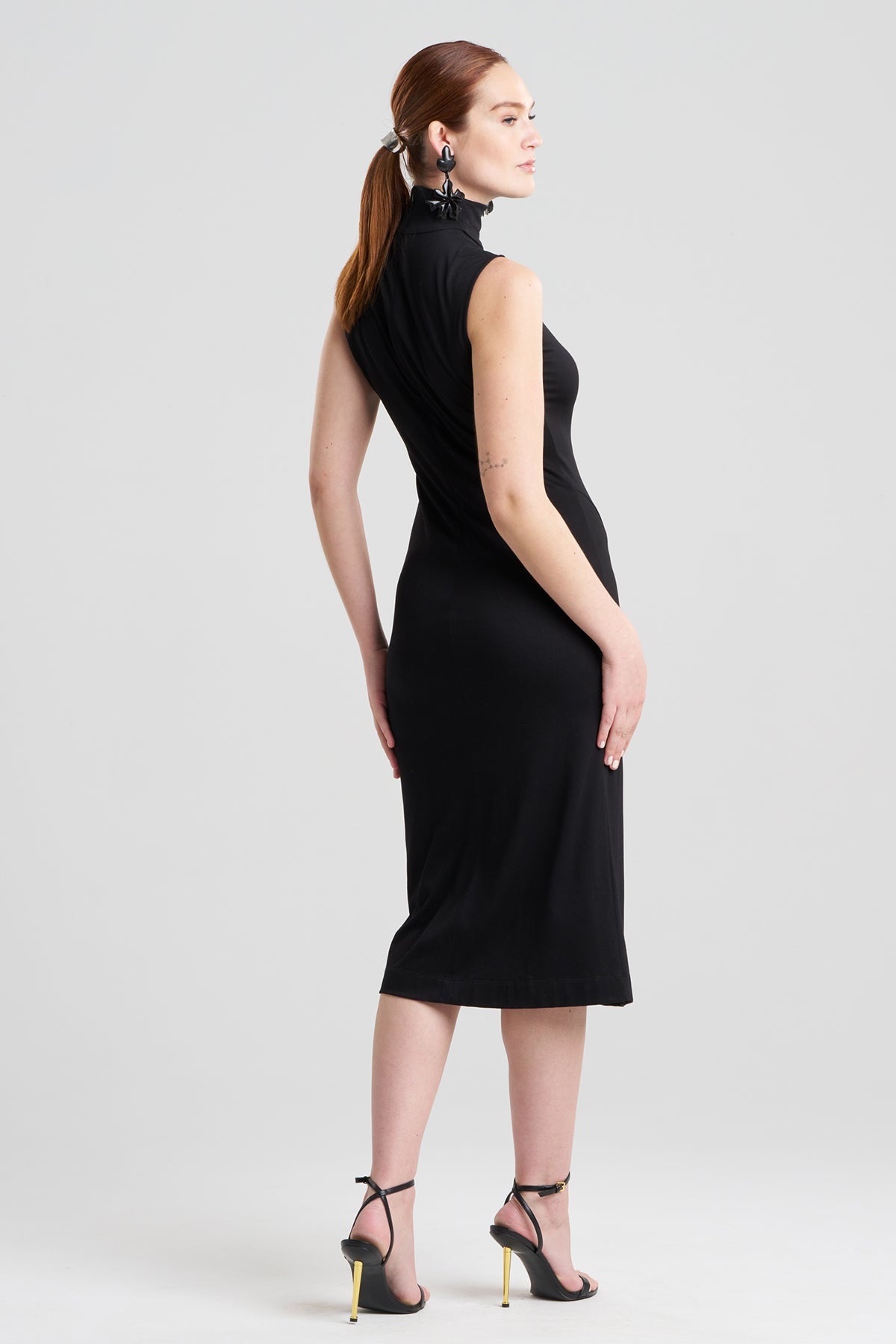 mock neck ruched dress Mock Neck Ruched Mini Dress in Taupe