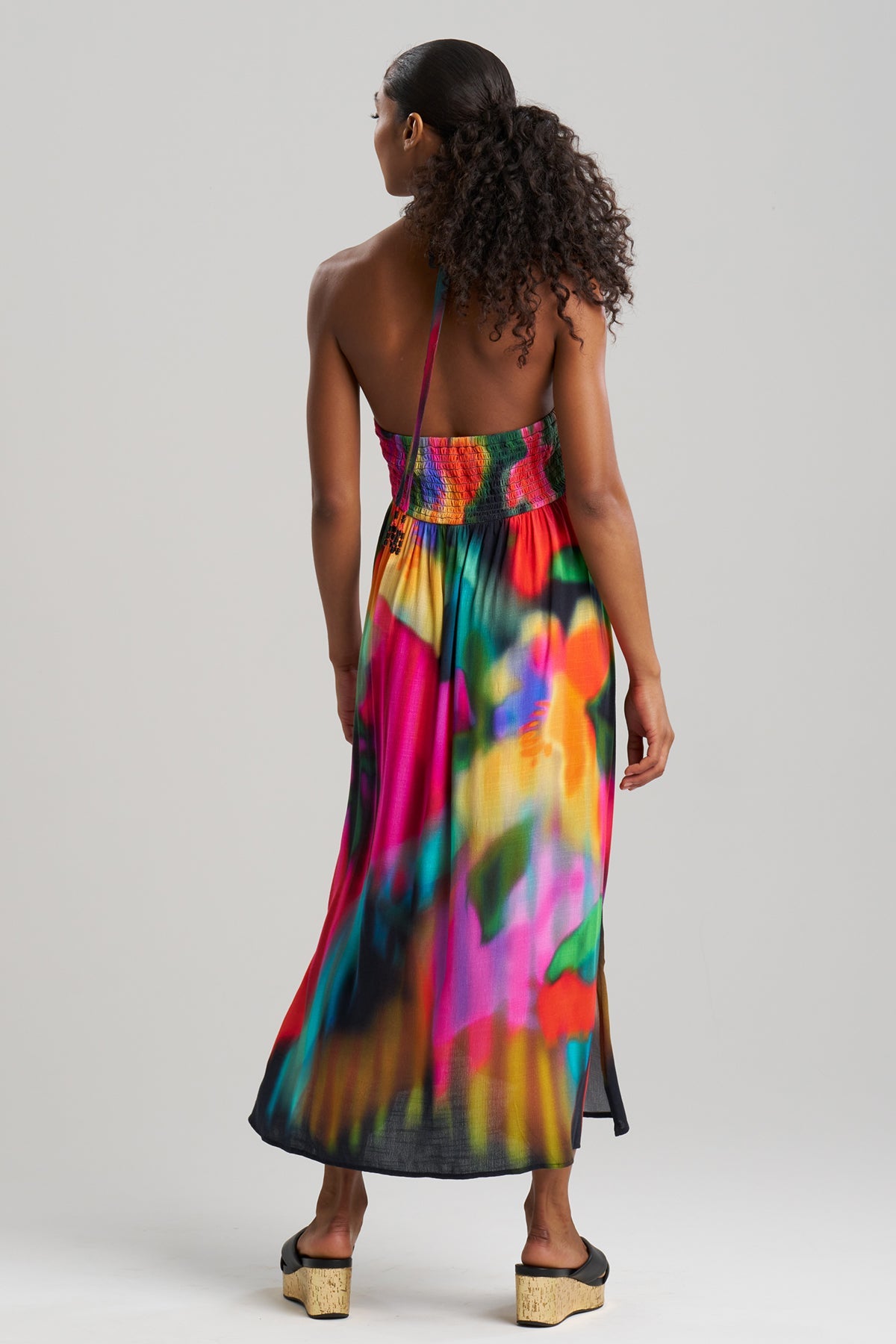 Natori | Floral Mirage Printed Rayon Halter Dress | M | Black Natori | Floral Mirage Printed Rayon Halter Dress | M | Black