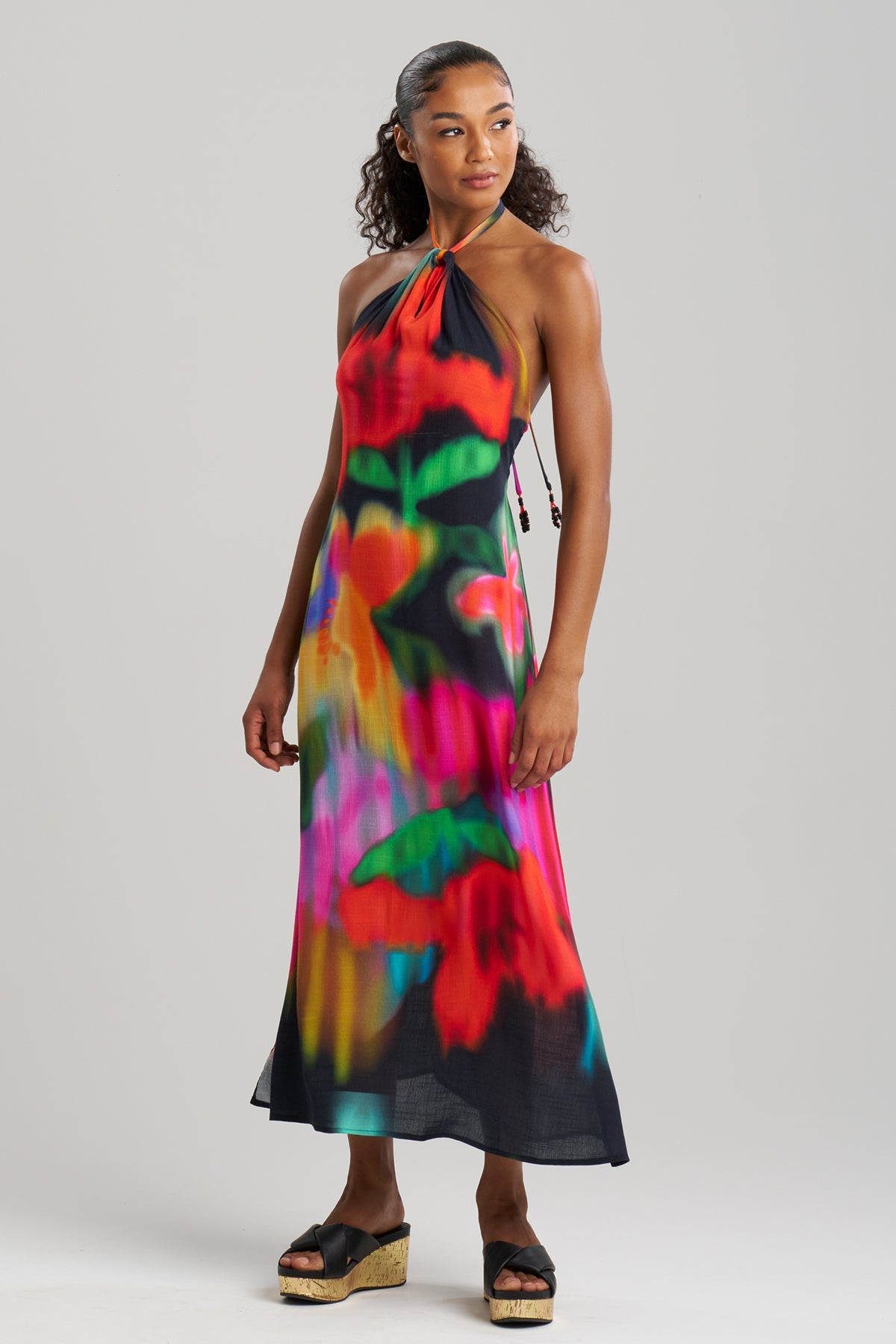colorful halter dress Buy Floral Mirage Printed Rayon online Anne Hathaway stuns in ra_clear9252024 and this La Blanca Size:9D