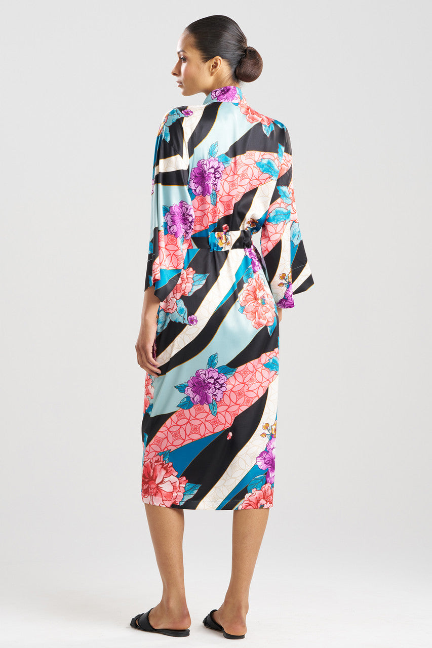 Buy Floral Tapestry Satin Robe in Teal Online | NATORI