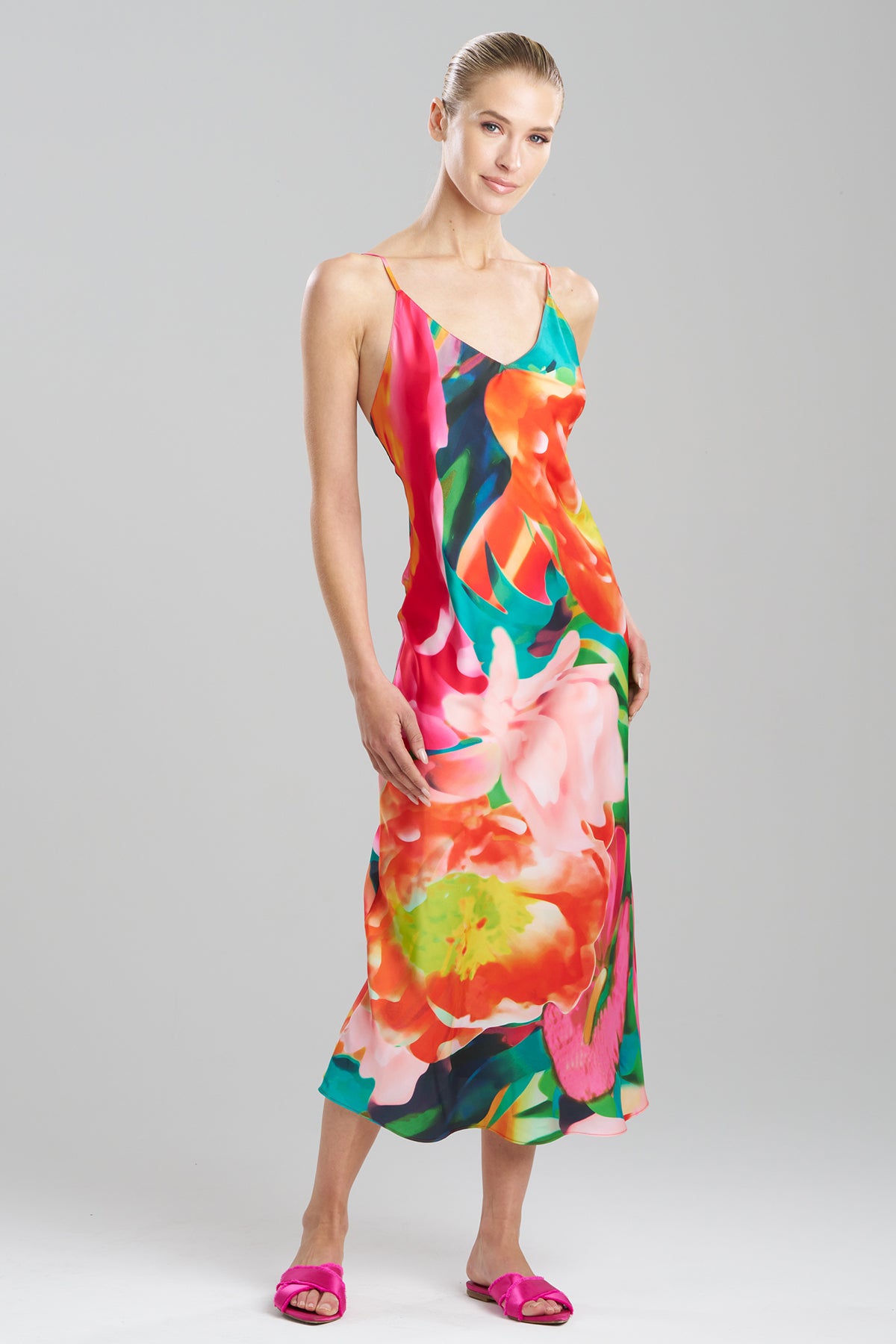 Natori - Garbo V-Neck Slip Gown - Multi Natori - Garbo V-Neck Slip Gown - Multi