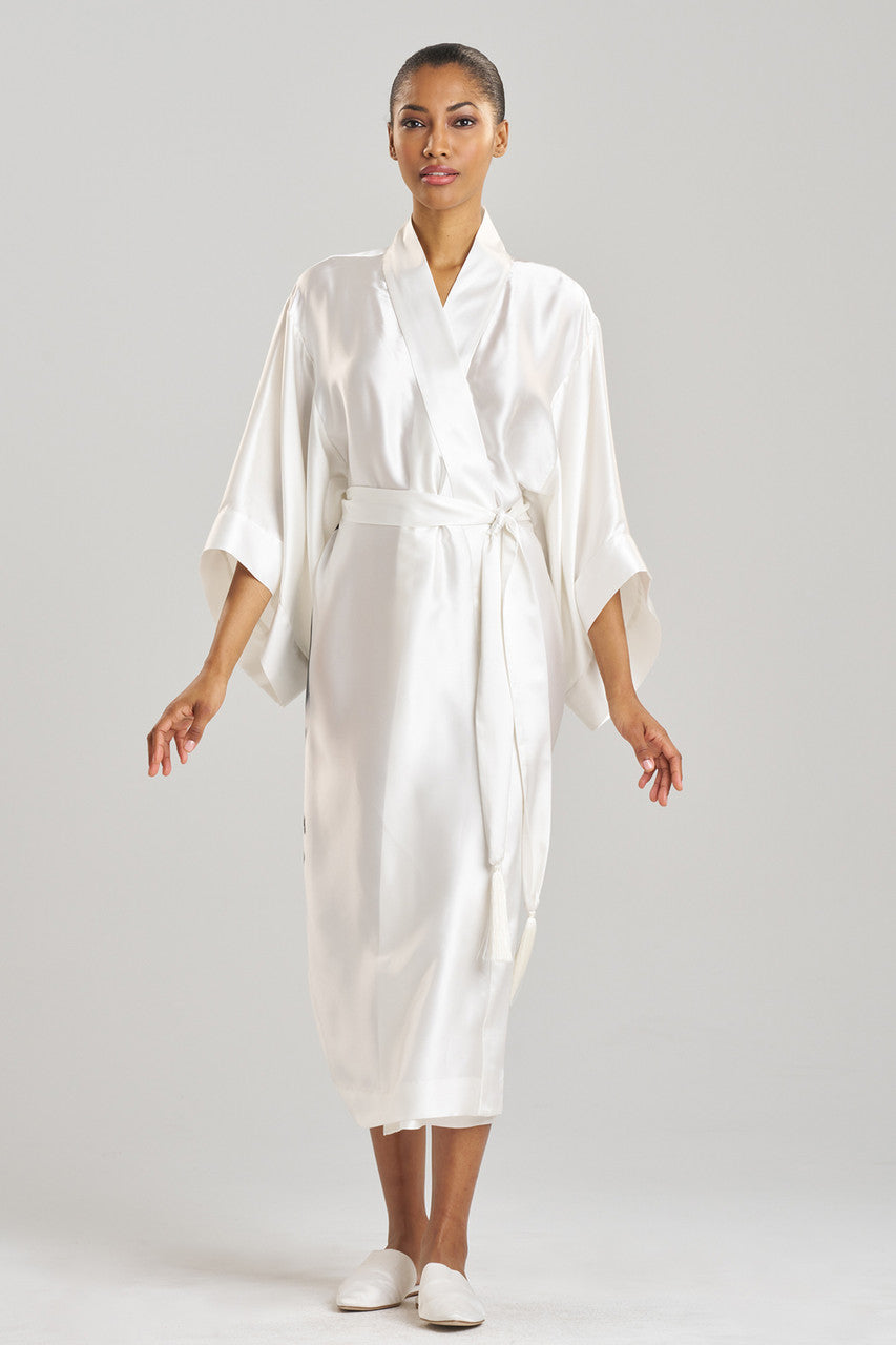 Alkali Robe Buy Ink Dragon Silk Robe in White/Black Online | NATORI