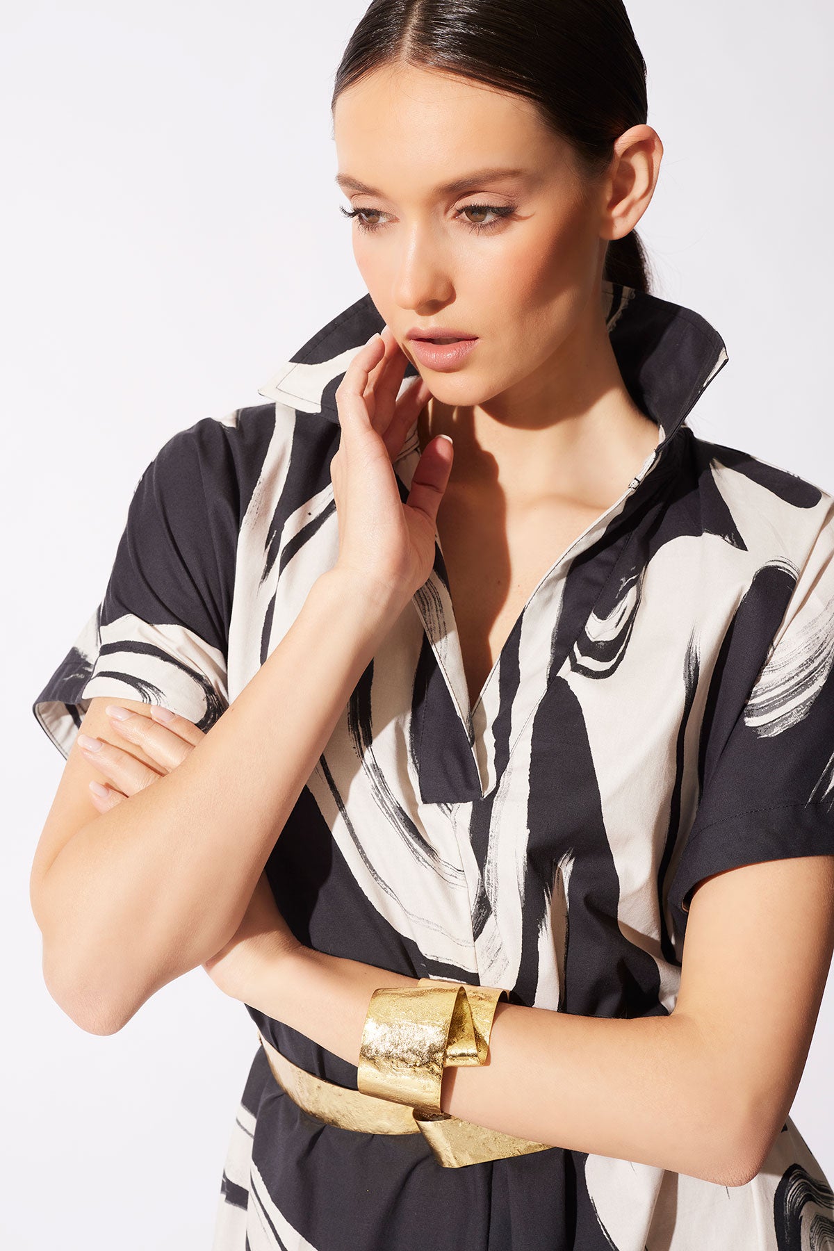 short sleeve trapeze dress Natori | Kaze Cotton Short Sleeve Trapeze Dress | S
