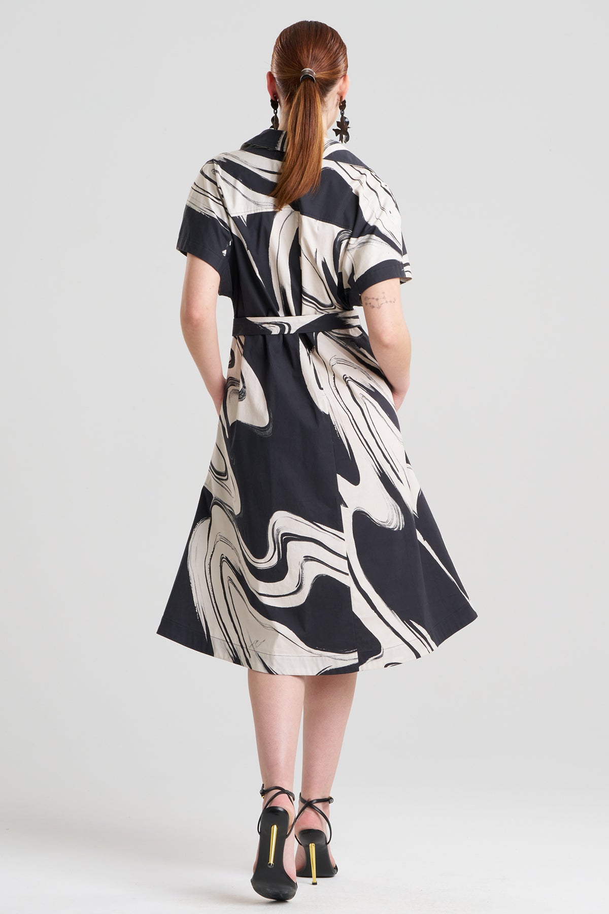 short sleeve trapeze dress Mi Jong Lee | Silk Georgette Short Cap Sleeve Trapeze Dress