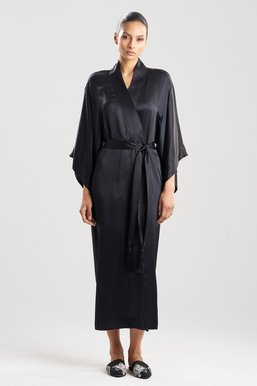 Floting Black Robe Buy Key Essentials Silk Robe in Black Online | NATORI