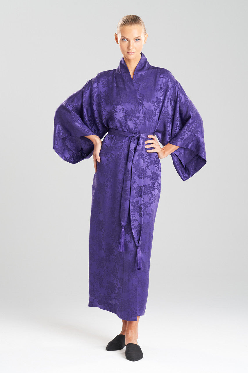 Japan Purple Robe Buy Kurokawa Jacquard Long Silk Robe in Deep Purple Online | NATORI