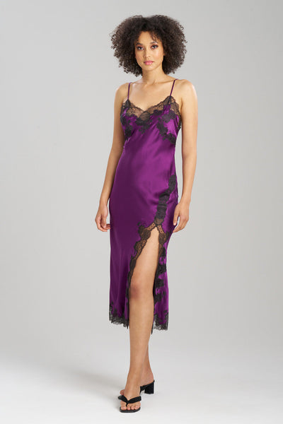 ash purple dress Daphne Cap Sleeves Ruffle Slit Dress