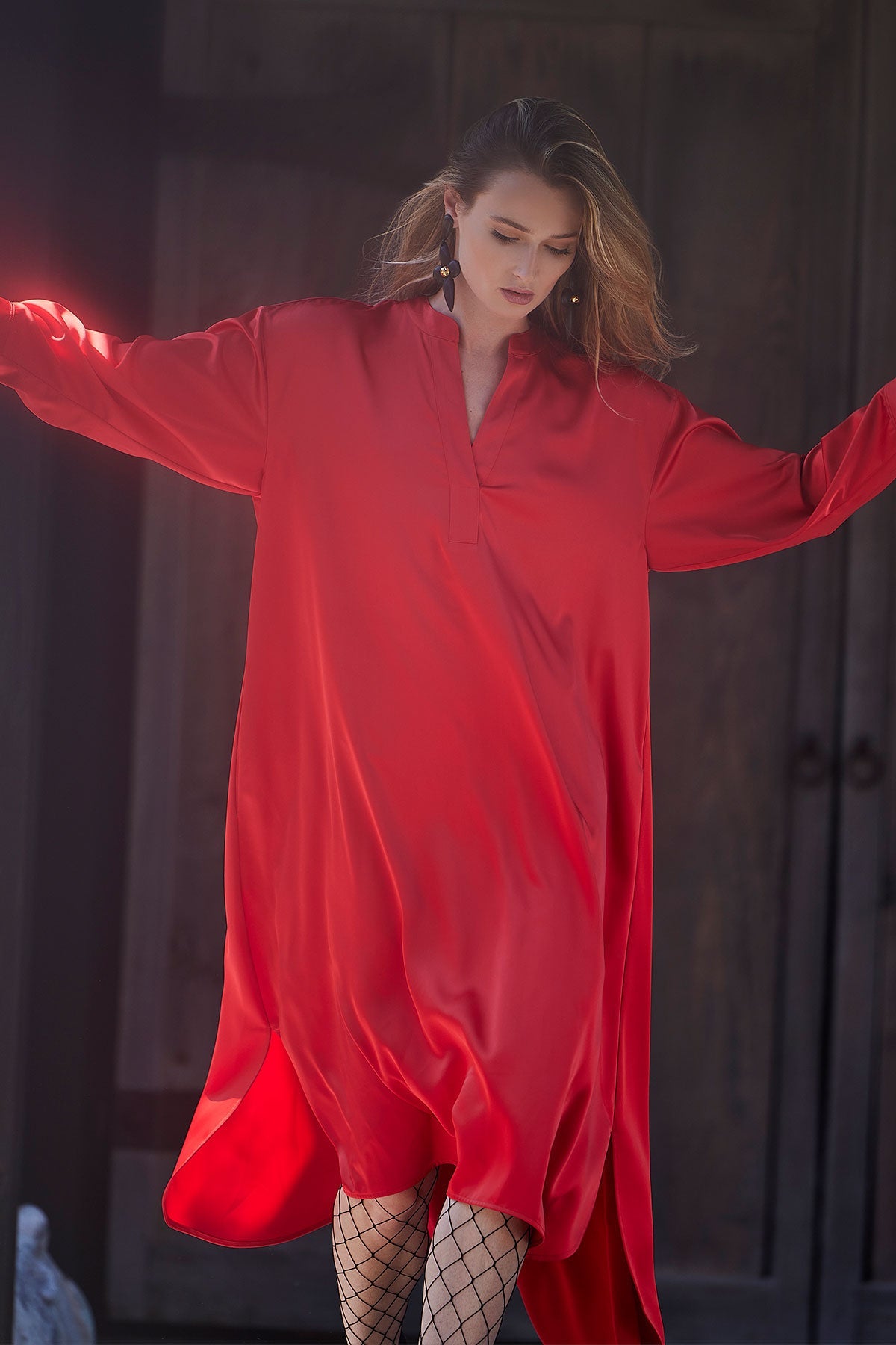 red oversized shirt dress Oversized Button Down Shirt Dress (Orange Red) Trendy Her Boutique