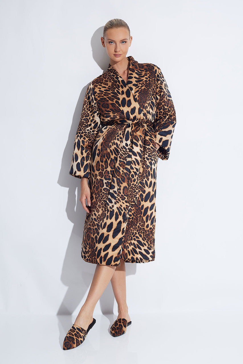 Puffer Robe Colorful Buy Luxe Leopard Puffer Robe in Chestnut Online | NATORI