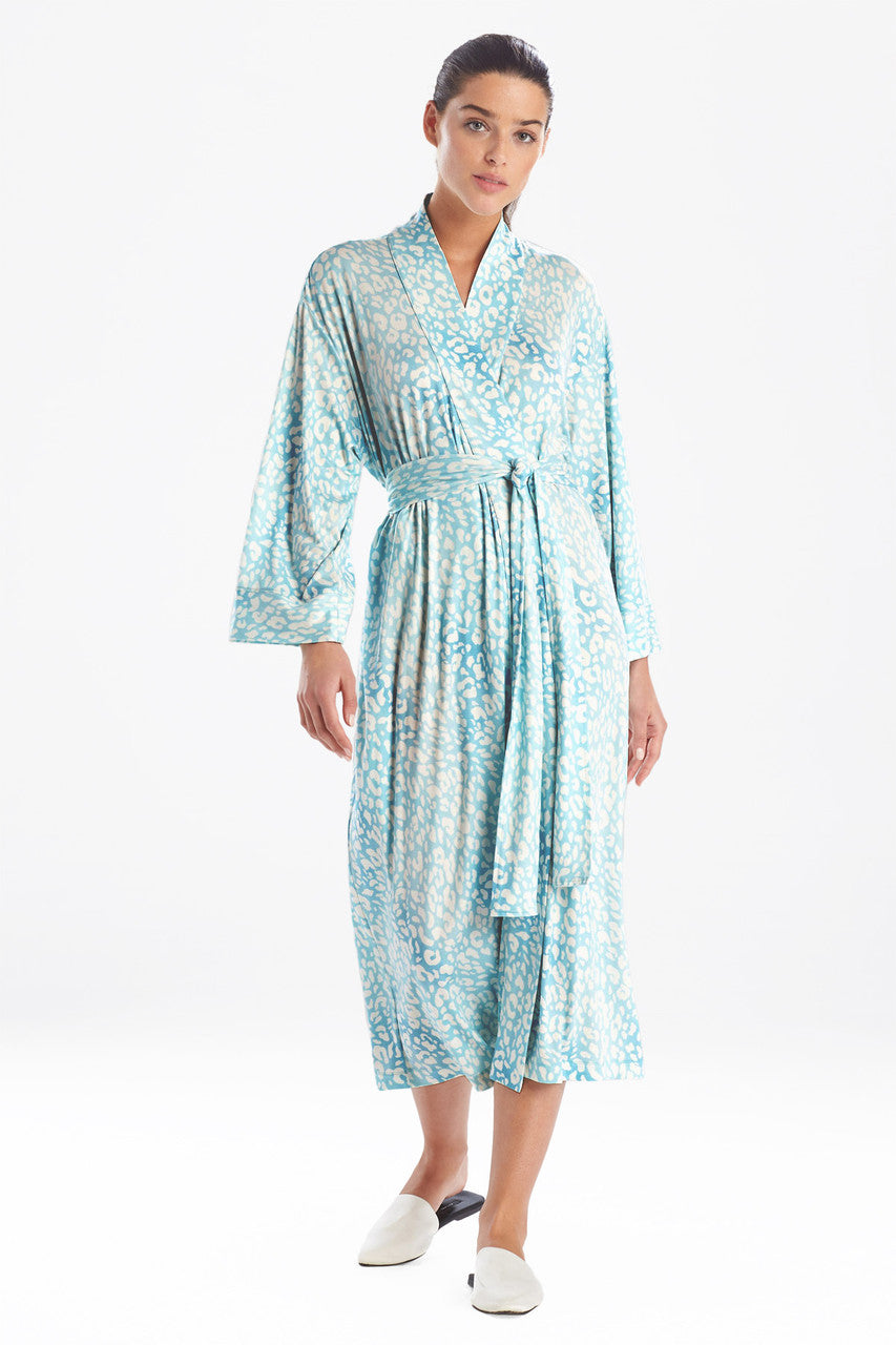 Layered Mist Robe Buy Misty Leopard Cozy Knit Robe in Aqua Mist Online | NATORI