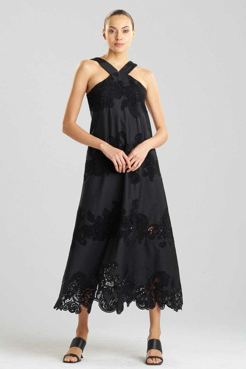 Buy Madeira Cutwork Embroidered Halter Dress in Black Online