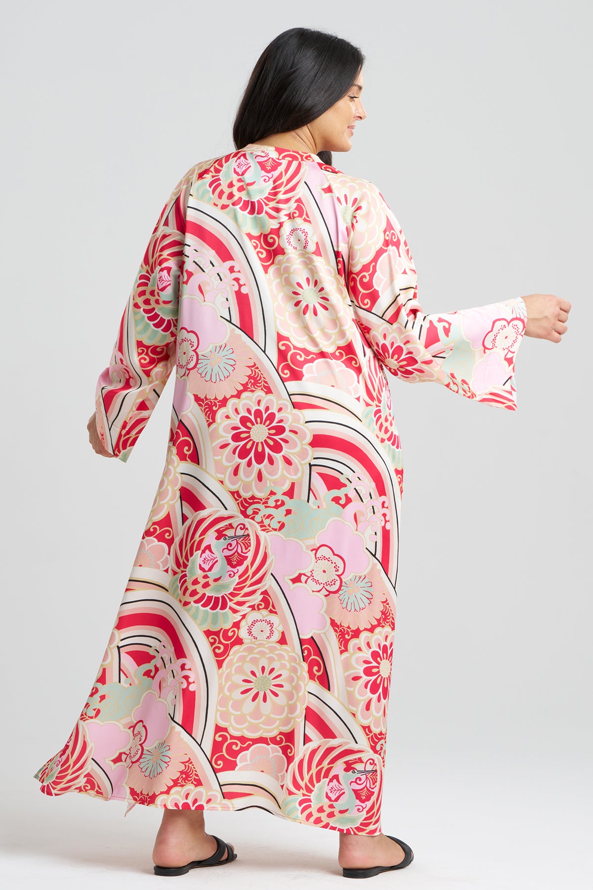 Natori Women's Dynasty Zip Caftan - Printed Lounge Wear, Machine Washable, Perfect For Home & Travel