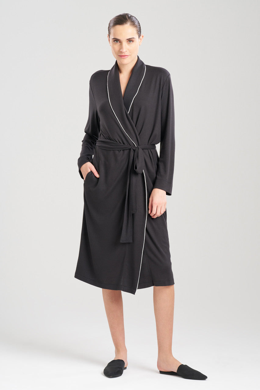 Buy Oasis Piped Collar Robe in Black Online | NATORI