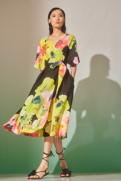Ophelia Linen Kimono Wrap Dress