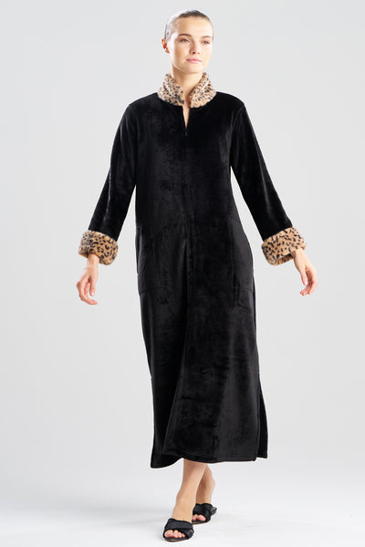 Buy Plush Lynx Mandarin Zip Lounger in Black Online | NATORI
