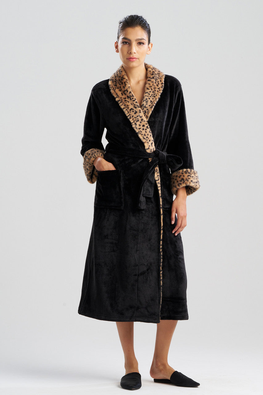 Noxen Robe Buy Plush Lynx Robe in Black Online | NATORI