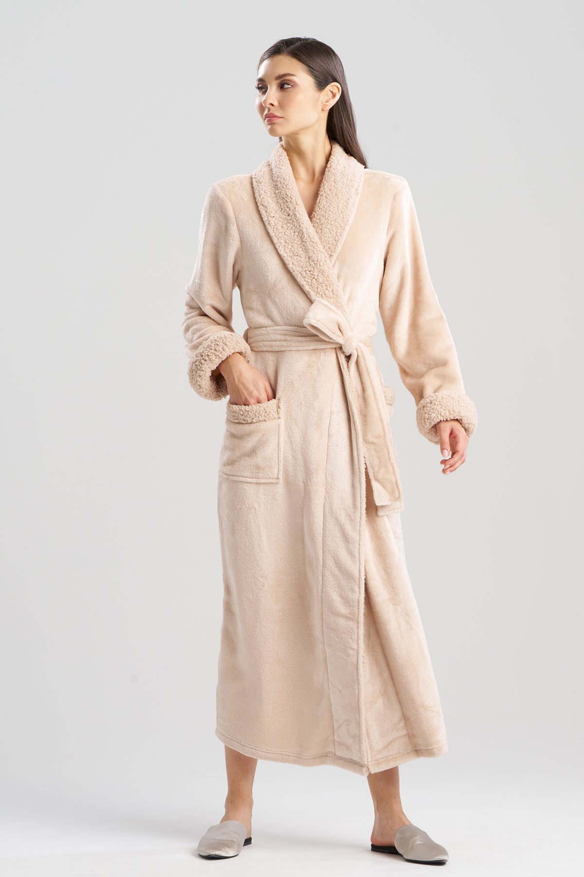 Buy Plush Sherpa Robe in Beige Online Buy Plush Sherpa Robe in Beige Online