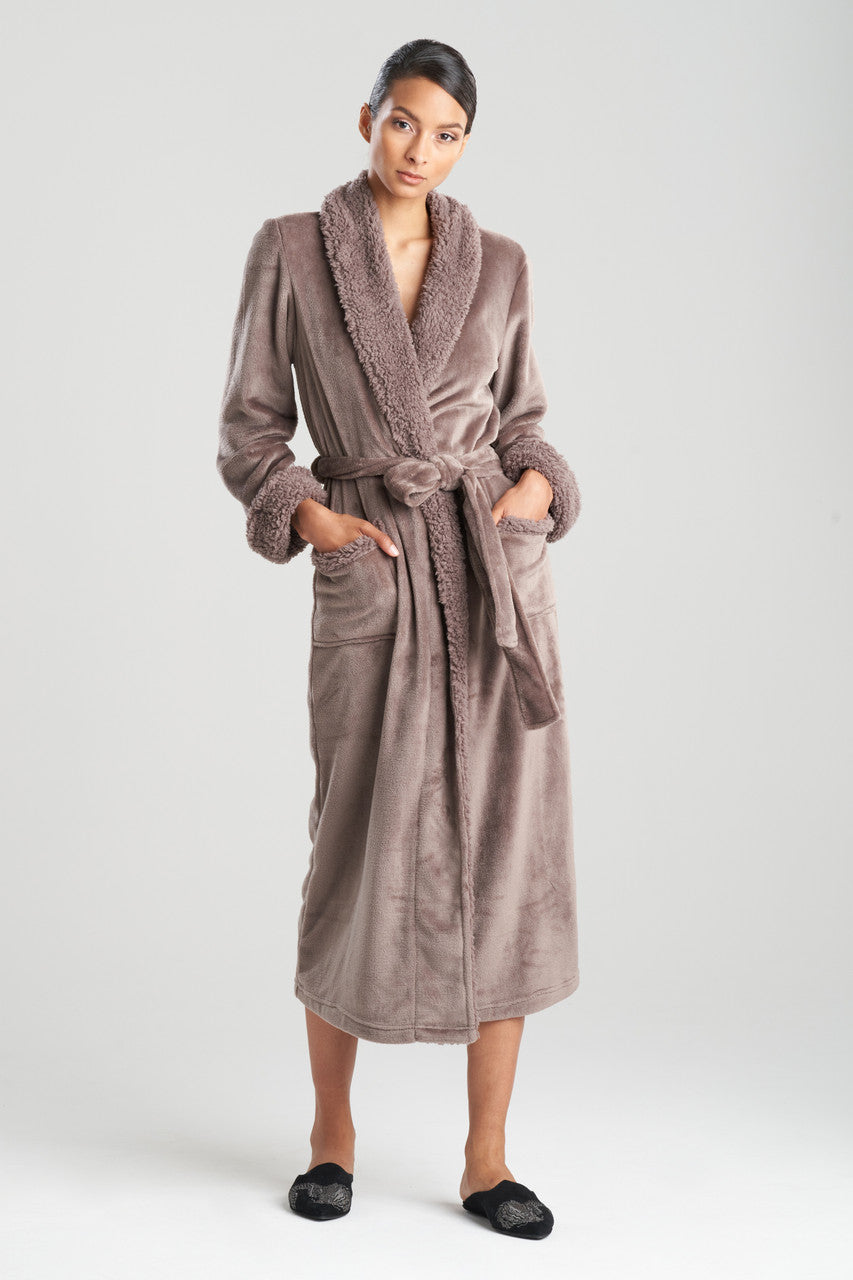 Thorpe Robe Buy Plush Sherpa Robe in Toasted Taupe Online | NATORI