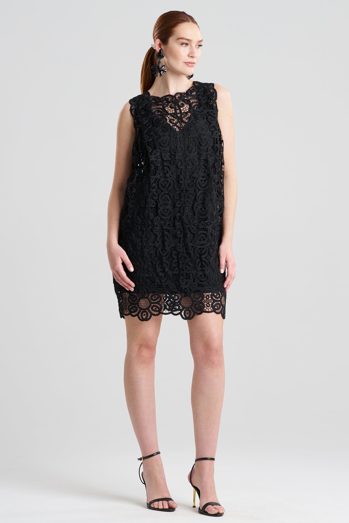 Natori - Raffia Lace Shift Dress - Women's - Black