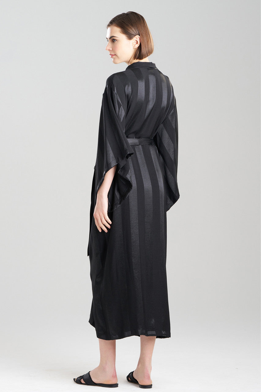 Black Styled Robe Buy Satin Jacquard Stripe Robe in Black Online | NATORI