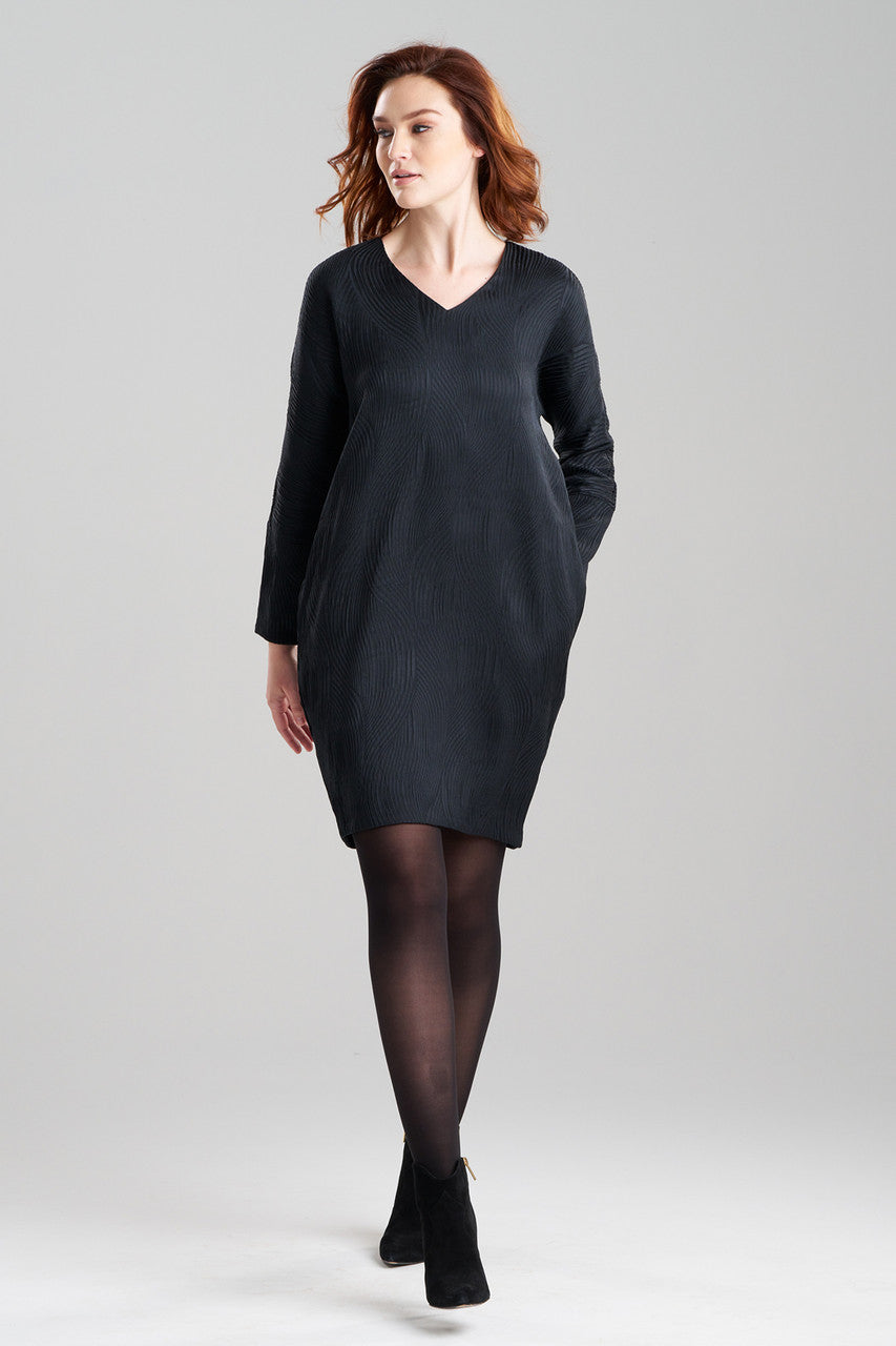 Buy Scroll Jacquard Wedge Dress in Black Online NATORI