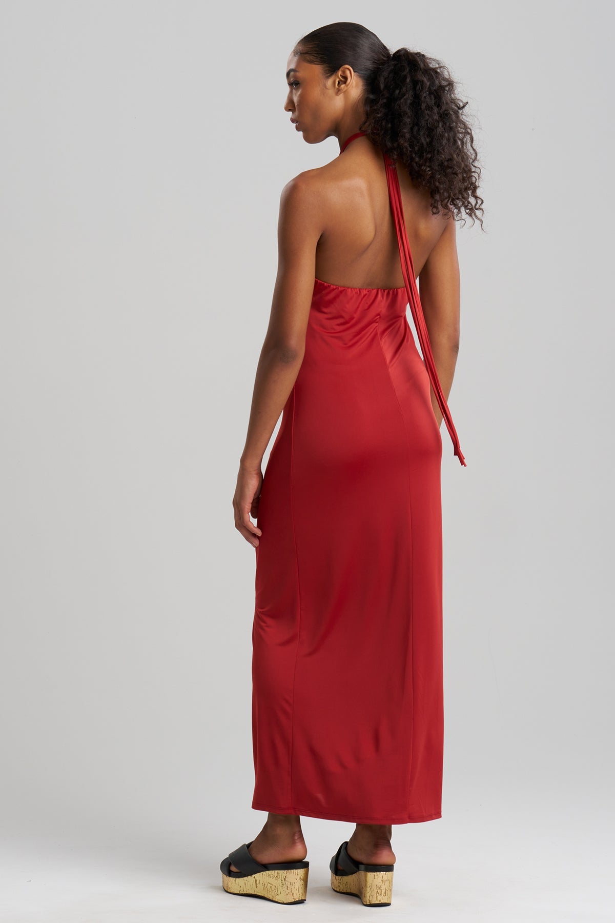 Natori Solid Jersey Halter Dress - Red Natori Solid Jersey Halter Dress - Red