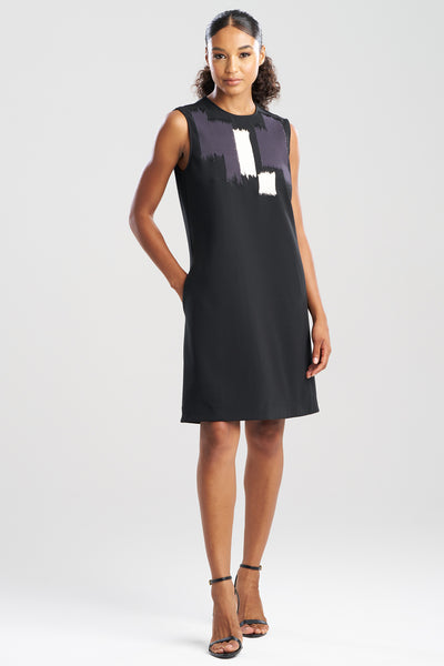 Solid Knit Crepe Embellished Shift Dress Solid Knit Crepe Embellished Shift Dress