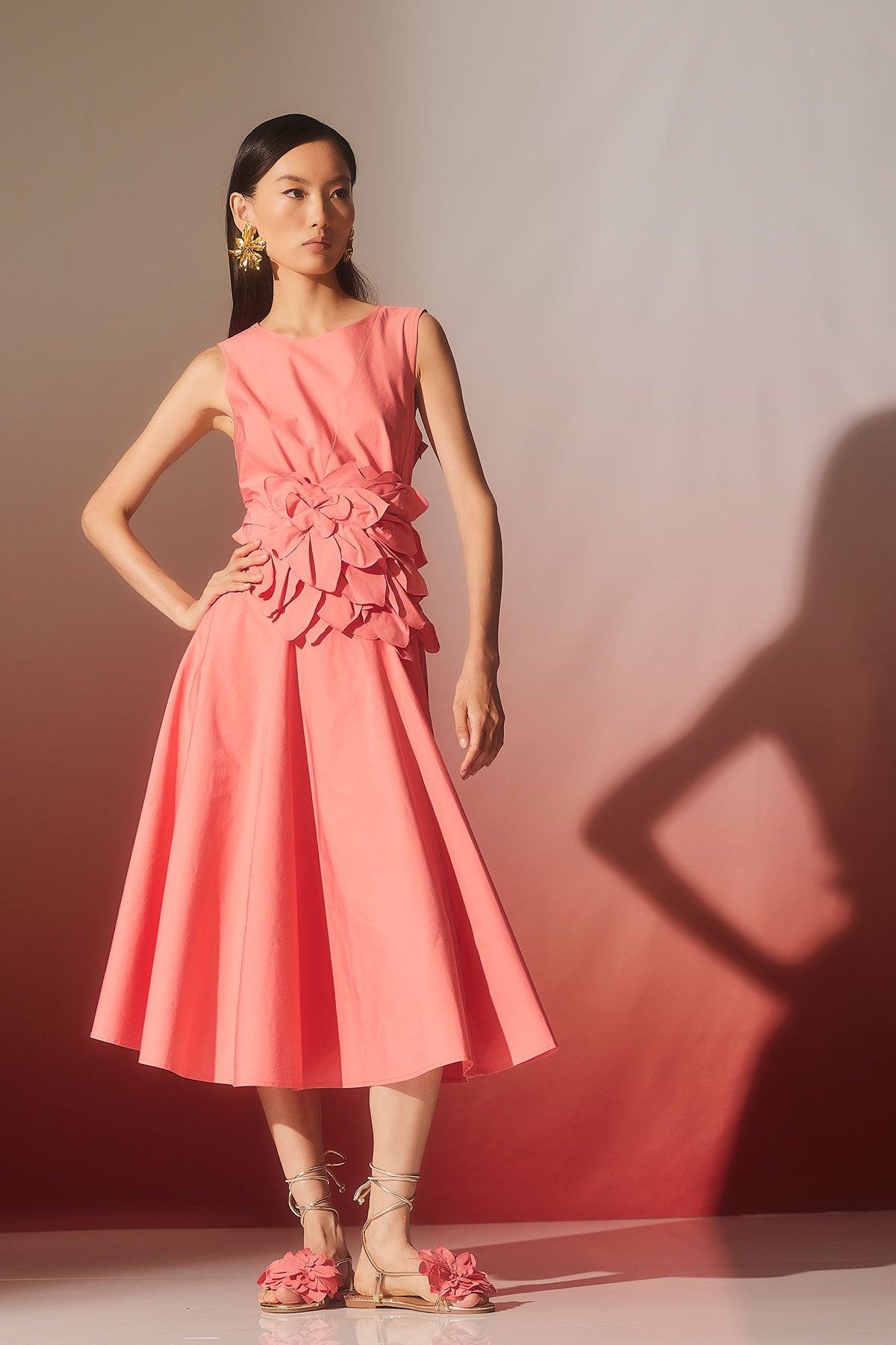 Natori - Tech Cotton Taffeta Asymmetrical Seam Dress - Women's - Flamingo Pink