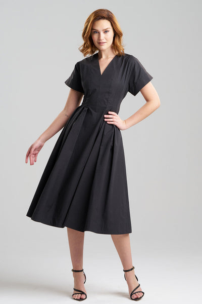 Buy Tech Cotton Taffeta Pleated Dress in Black Online | NATORI Buy Tech Cotton Taffeta Pleated Dress in Black Online | NATORI