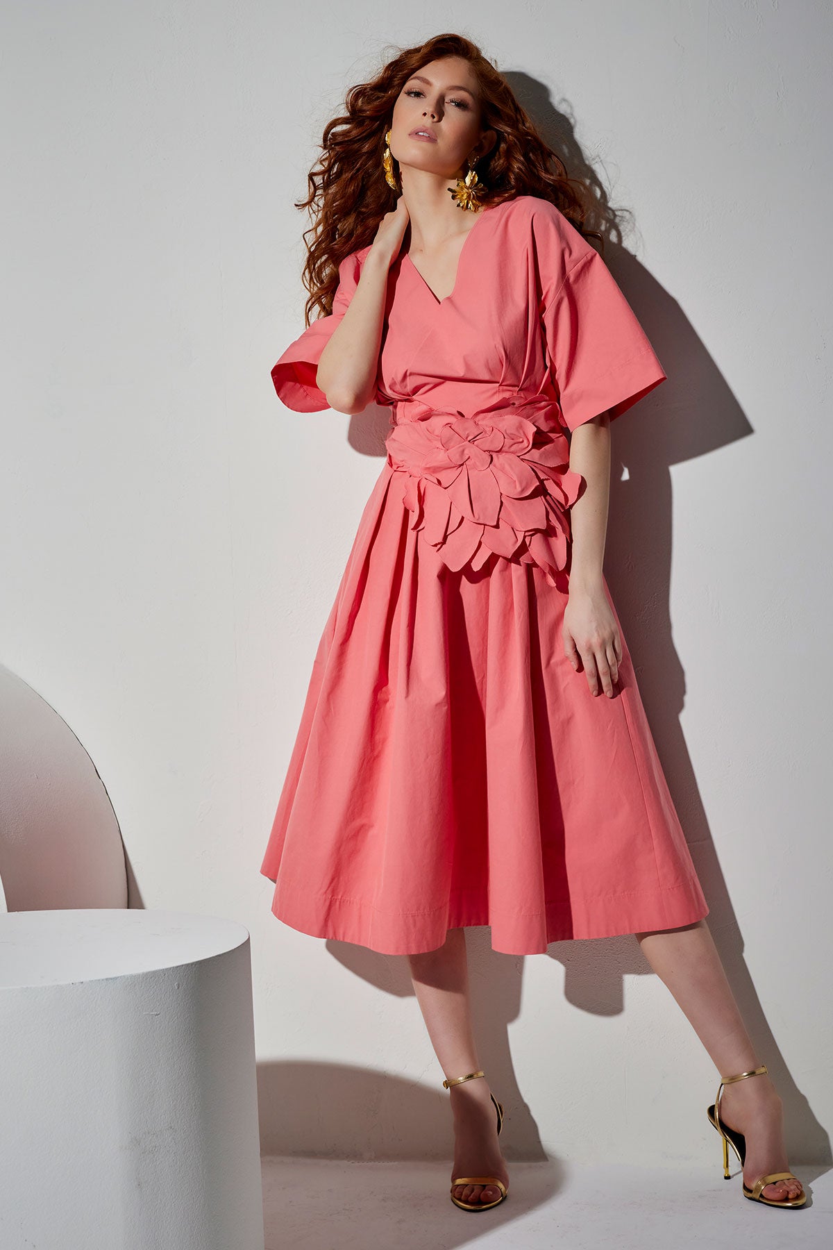 Natori - Tech Cotton Taffeta V-Neck Dress - Women's - Flamingo Pink