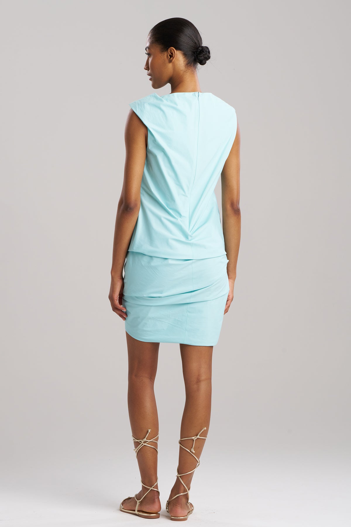 Natori | Techno Poplin Asymmetrical Origami Dress | Xs | Mizu Blue Natori | Techno Poplin Asymmetrical Origami Dress | Xs | Mizu Blue