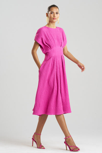 Natori - Textured Cotton Jacquard Pleated Dress - Purple