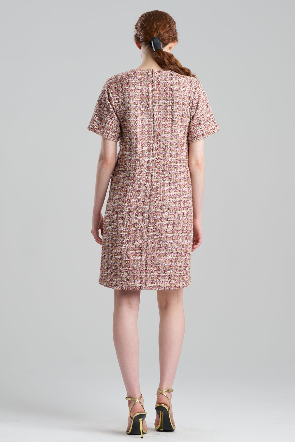 Natori - Tweed Short Sleeve Shift Dress - Women's - Multi - Size L Natori - Tweed Short Sleeve Shift Dress - Women's - Multi - Size L