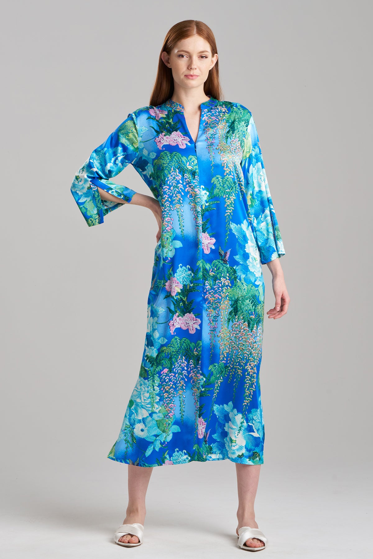 Buy Nami Zip Caftan in Aqua Mist Online Buy Nami Zip Caftan in Aqua Mist Online