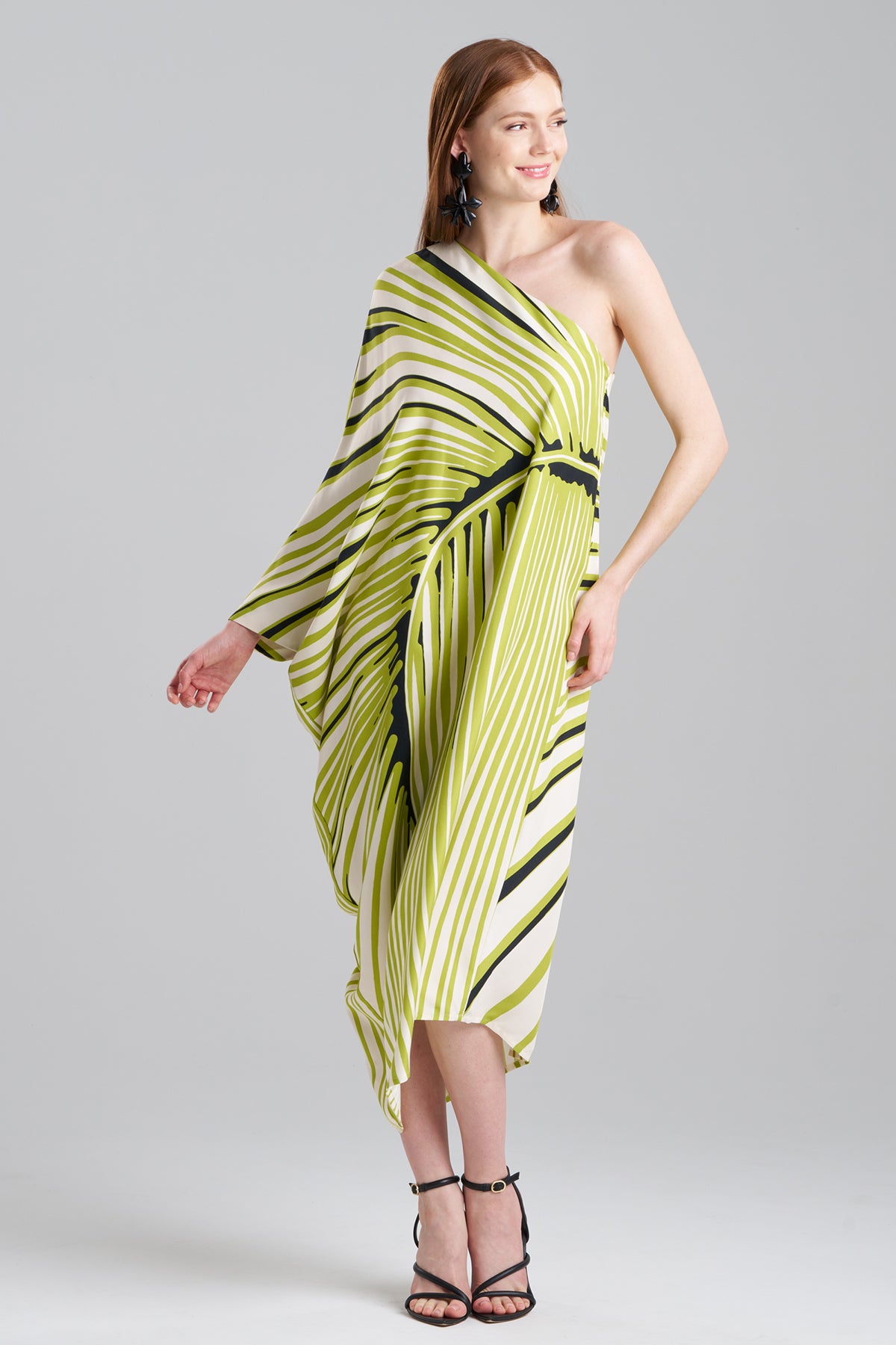 Yoshinoki Cotton Silk One Shoulder Caftan Dress Yoshinoki Cotton Silk One Shoulder Caftan Dress