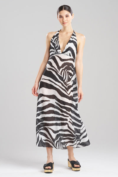 Buy Zebra Cotton Silk Dress in Black/White Online